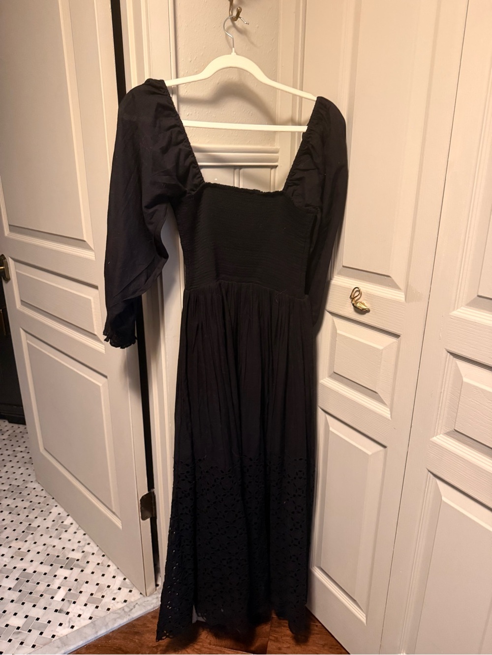 Free People Perfect Storm Midi Dress Puff Sleeve Lace, Black, Small - Picture 8 of 8